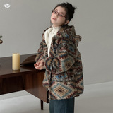 女童2025年秋冬新款费尔岛复古外套女大童户外加绒加厚保暖毛毛衣，童装外套，祺儿童装