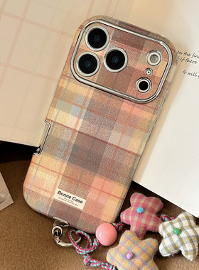 AceCase布艺星星手绳iphone17promax苹果16手机壳15适用14小清新彩格纹13电镀12防摔11