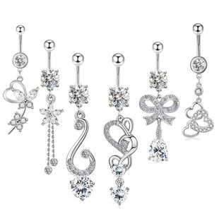 belly 新鲜款 脐环人体穿刺饰品piercing 亚马逊肚脐环套装 6件套 式