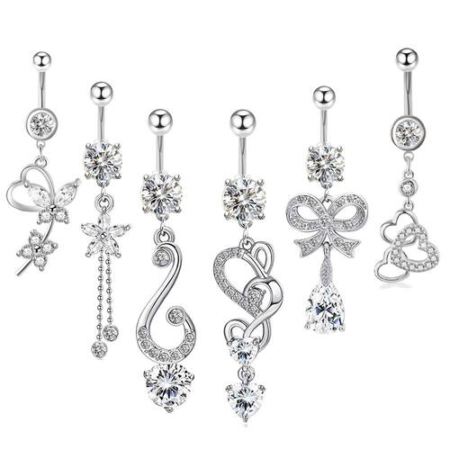 新鲜款式亚马逊肚脐环套装脐环人体穿刺饰品piercing belly 6件套