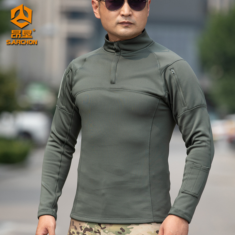 昂垦新款修身迷彩抓绒蛙服男