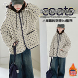 2025年冬款加厚女童时尚小香风斑点毛绒绒外套短款修身蓝花毛毛衣，童装外套，祺儿童装