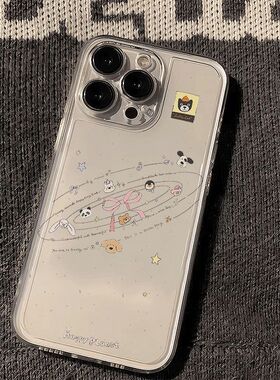 Bow Universe Cartoon Clear Shockproof Space Case 适用 iPhone 17 16 Pro Max 15 14 11 Precise Cutout