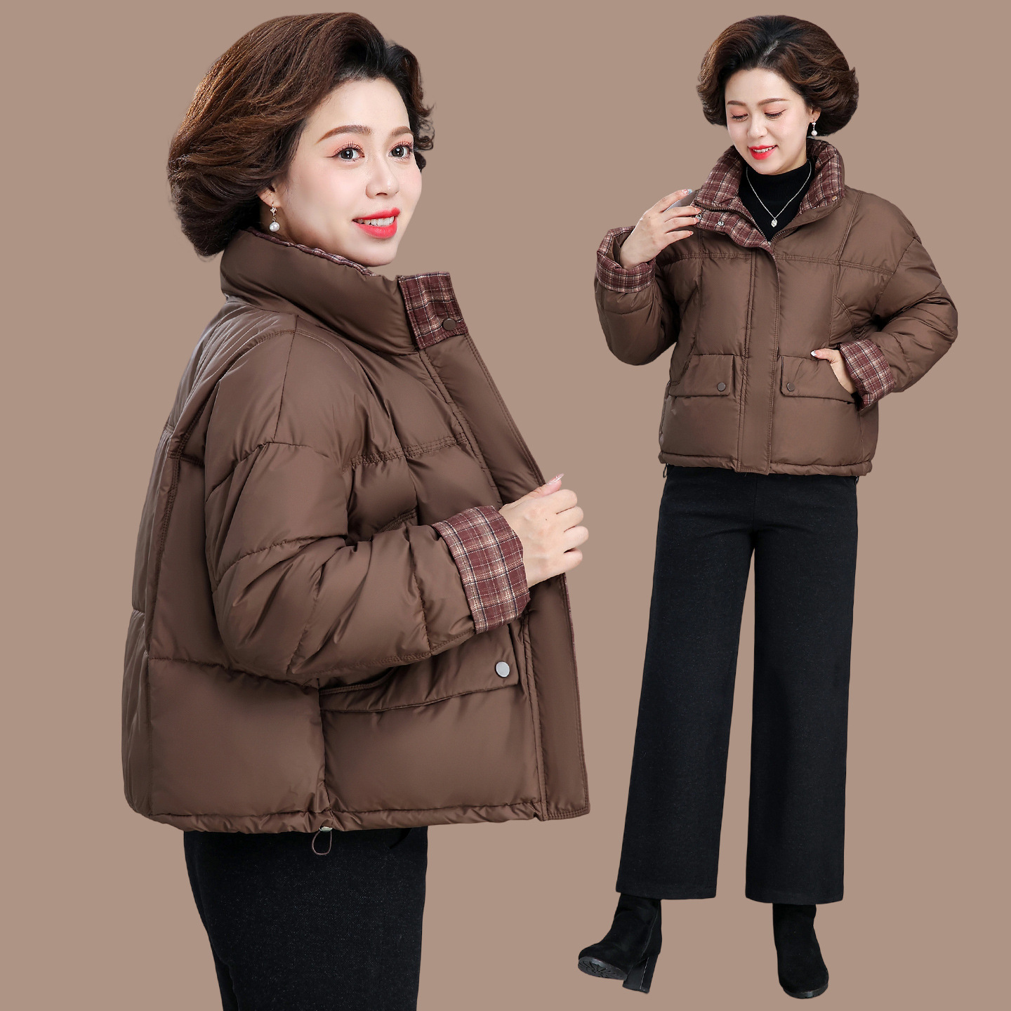 冬装外套贵夫人棉服50岁洋气