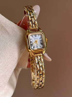 古欧手表罗马ougu表盘金色石英小女表复古简约女士刻度手链