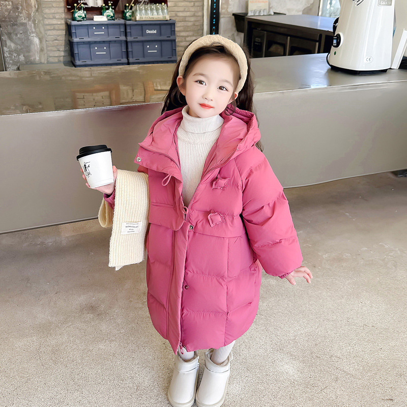 女童羽绒服2025冬装新款韩版儿童洋气时髦白鸭绒长款女外套潮P209，童装羽绒服，祺妙童装