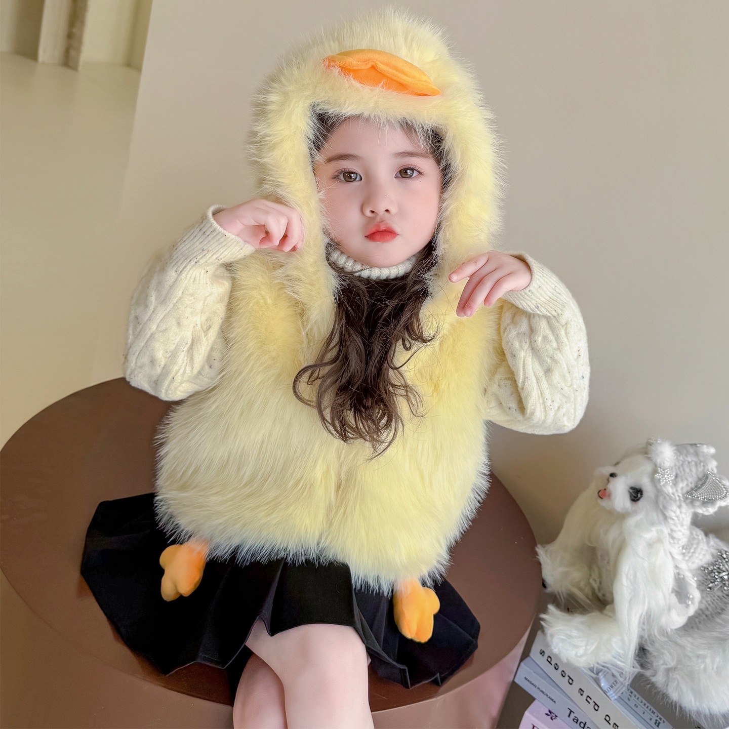 女童夹棉马甲秋冬2025新款洋气女毛毛衣韩版炸街冬装儿童上衣P73，童装马甲，祺妙童装