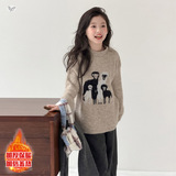 女童加厚毛衣2025年秋冬新款卡通刺绣针织衫中大童可爱打底衫冬装，童装毛衣，祺儿童装