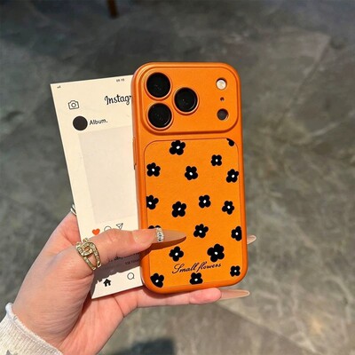 Minimalist Korean Style Big Window Black Tiny Flower Phone Case 适用 iPhone 18 Pro Max 17 16 15 14