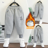 童秋冬加绒小熊裤子冬装儿童一体绒休闲卫裤中小童束脚长裤孩，童装裤子，祺儿童装