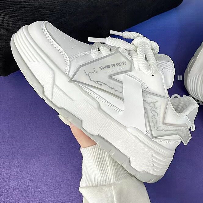 新款厚底情侣面包鞋时尚运动鞋国潮港风小众学生休闲跑步鞋子