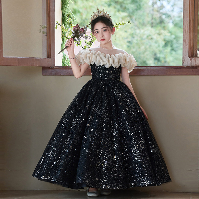 主持人礼服女中学生儿童小众女孩生日party公主裙中学生钢琴比赛