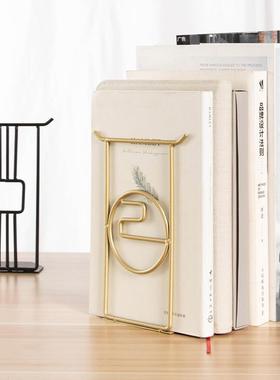铁艺书挡ins中国风桌面金属摆件书籍收纳整理2片创意简约书靠书立