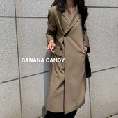 长款 领通勤外套品质女装 秋 侧扣西装 现货折扣一韩系高级感长风衣