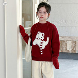 女童加厚毛衣2025年秋冬新款中大童卡通针织衫可爱内搭上衣打底衫，童装毛衣，祺儿童装