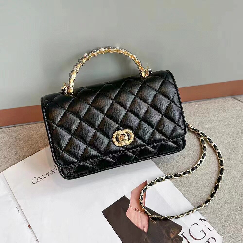 大牌轻奢小香风菱格手提包级感链条肩斜跨包时尚女包新款包