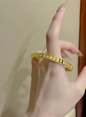 越南沙金四叶草手镯女古法合金手镯结婚情人节礼物
