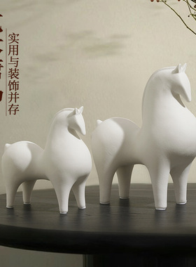 唐马摆件招财客厅陶瓷工艺品马到成功公室玄关酒柜书挡桌面装饰