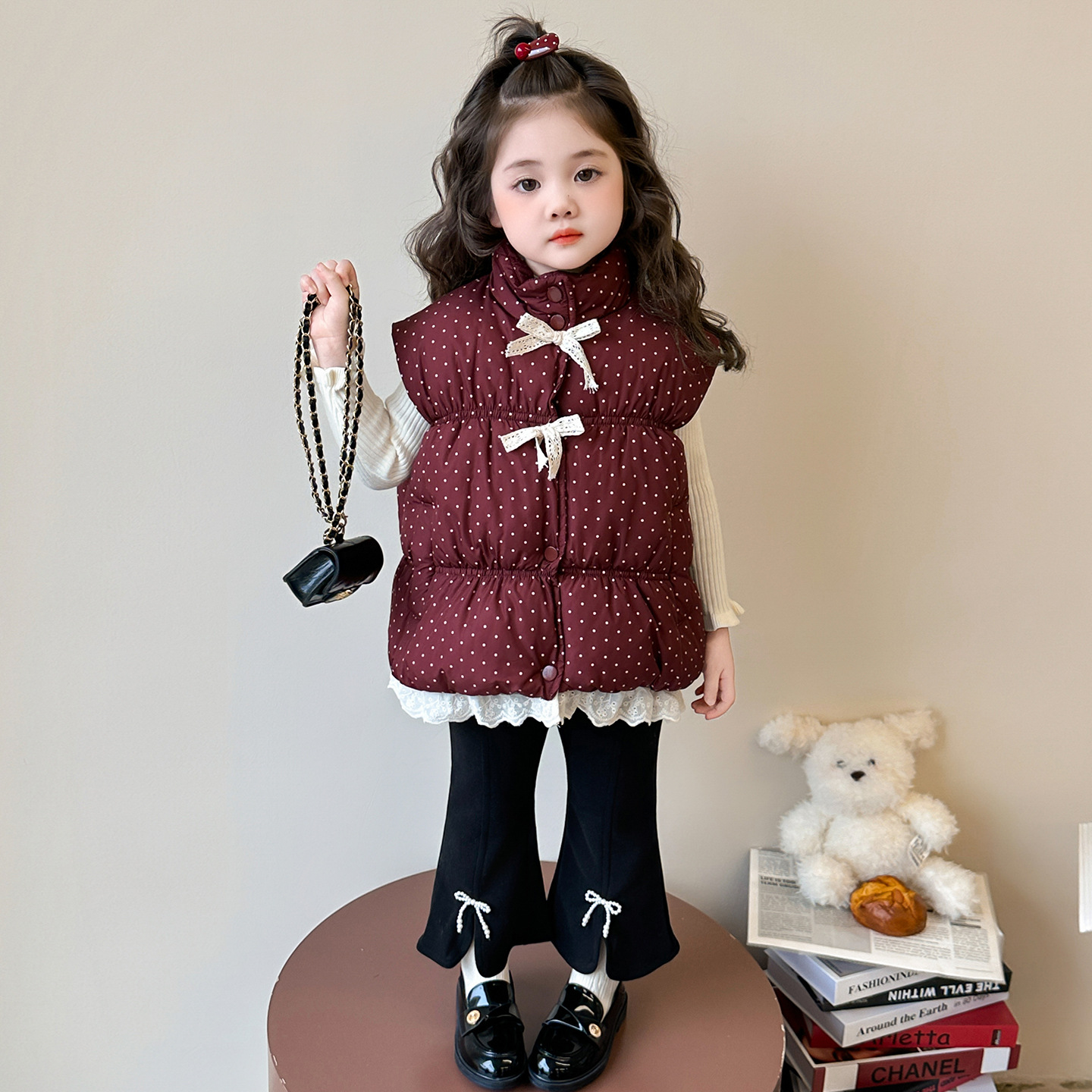 女小童马甲秋冬2025新款韩版女加绒外套洋气冬装儿童背心上衣P74，童装马甲，祺妙童装