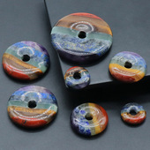 七脉彩石平安扣吊坠 天然水晶石头拼接大孔圈圈DIY查克拉挂件材料