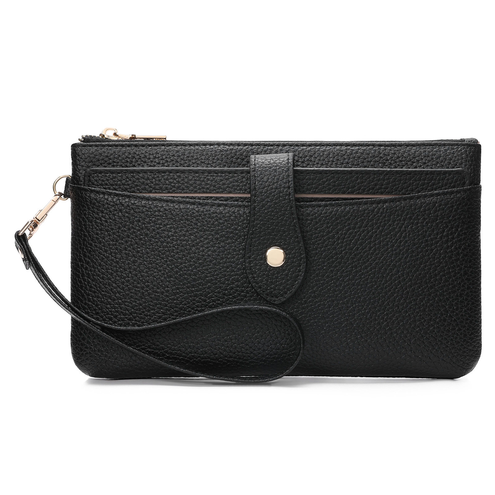 跨境2026年新款女士简约手拿包荔枝纹手机包拉链多功能钱包女现货