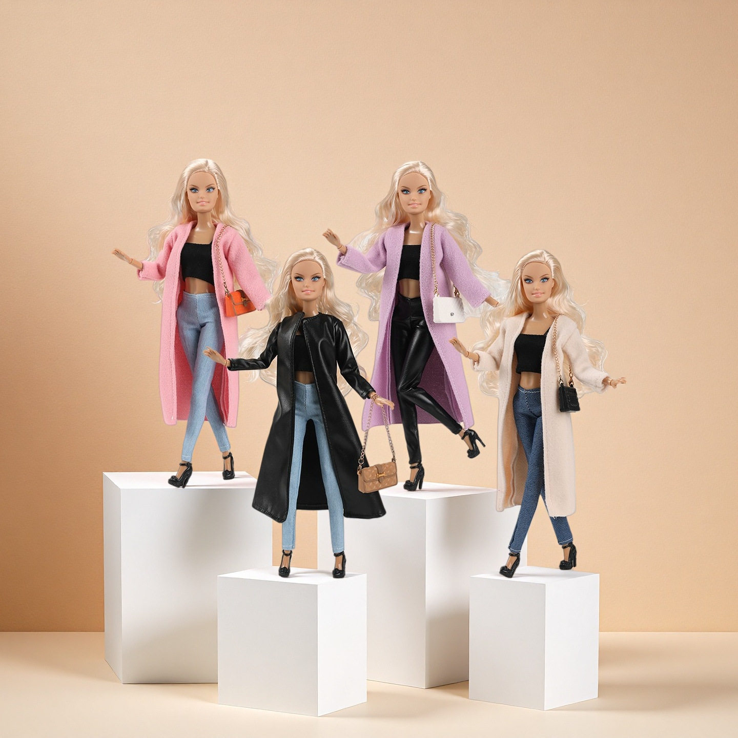 跨镜30cm巴比娃娃时尚套装娃衣英伦风换装女孩过家家玩具现货