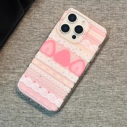 Cute Cream Strawberry Cake Creative Unique Phone Case 适用 iPhone 17 Pro Max 16 Pro 15 14 Plus 13