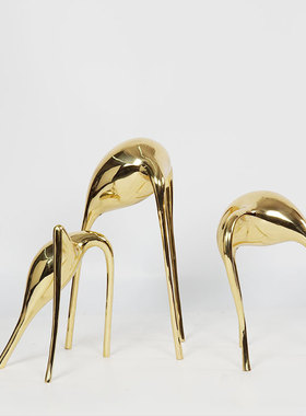 现简约创意铜质几何形摆件轻奢样板房售楼处客厅书柜软装饰品