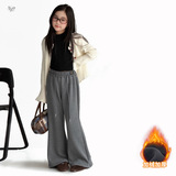 女童2025年冬季新款贴标一体绒加绒休闲喇叭裤女大童户外保暖卫裤，童装裤子，祺儿童装