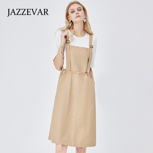 翡格依2026夏季新款嘉泽华两件套简约短袖T恤+纯棉背带连衣裙套装