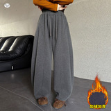 女童加绒糯米裤2025秋冬新款中大童韩系拼接弯刀裤显瘦阔腿裤长裤，童装裤子，祺儿童装