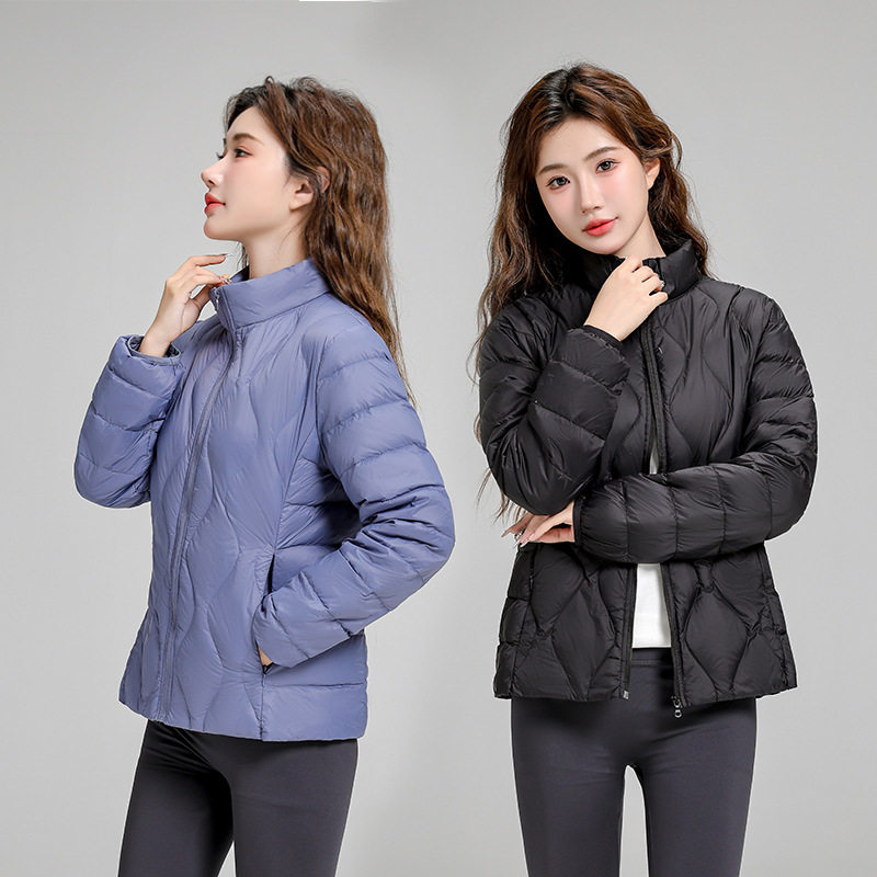 秋冬轻薄羽绒服立领女款休闲时尚百搭内胆白鸭绒轻型保暖大码外套