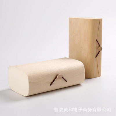 体T恤衫衬衫礼品包装盒木圆筒桦木盒POLO衫软木皮树皮盒服饰包装
