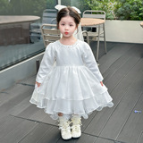 女童连衣裙秋季2025新款庆花童礼服婚纱裙儿童女长袖公主裙P83，童装连衣裙，祺妙童装