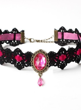 原宿复古绒带蕾丝项链女短款锁骨链 颈链朋克萝莉脖子链项圈