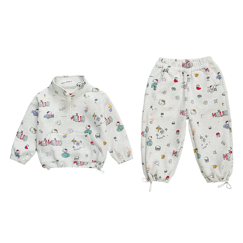 女童秋装套装2025新款卡通满印女秋季衣服洋气儿童早秋两件套,商品下架区,祺妙童装