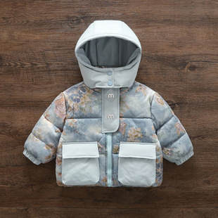 m352印花女童碎花棉衣新款 保暖外套棉袄 洋气儿童棉服加厚冬季