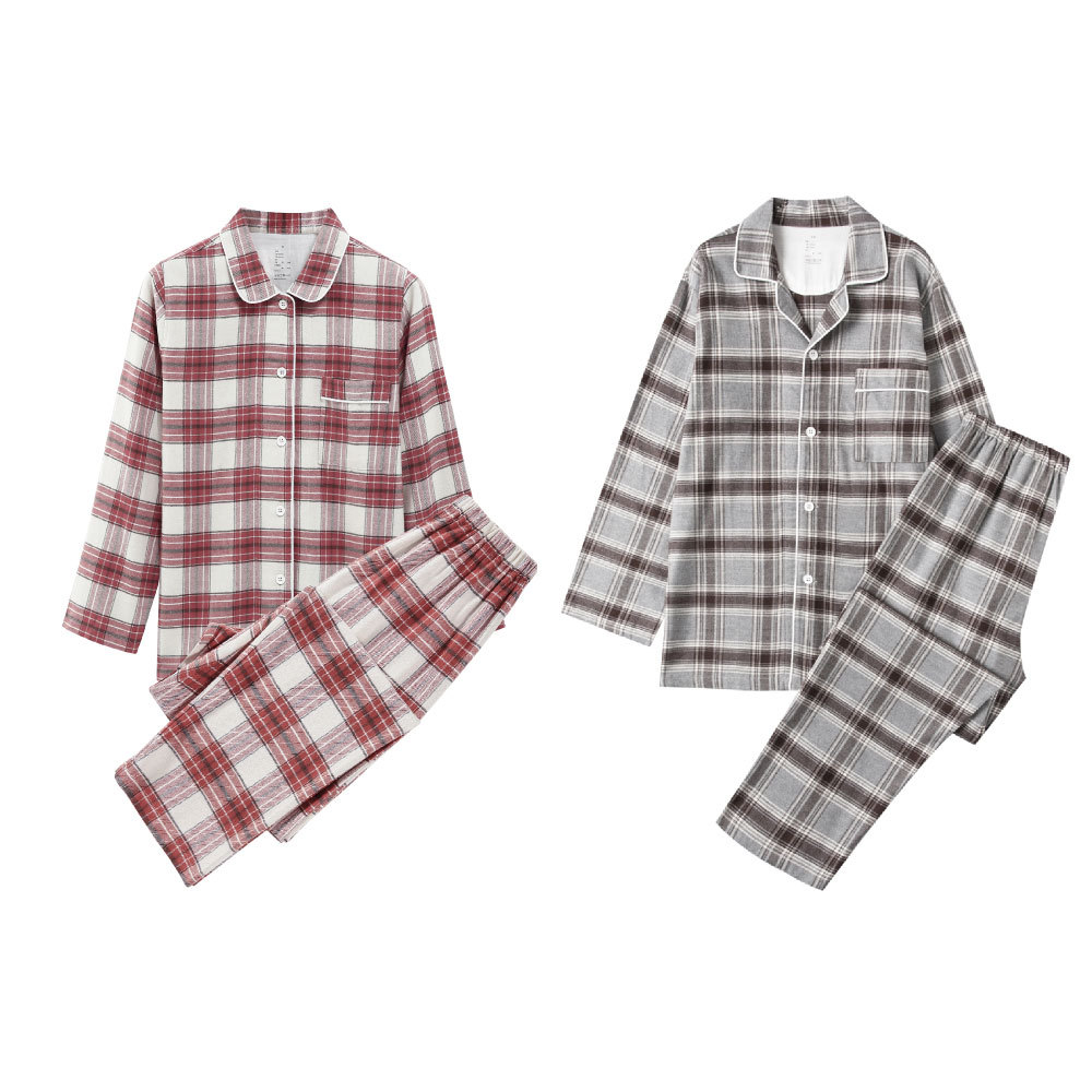 无印良品新款法兰绒睡衣家居服套装无侧缝秋冬保暖绒布情侣款