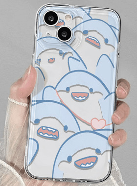 Little Shark Cartoon Clear Shockproof Space Case 适用 iPhone 17 Pro Max 16 15 14 11 Precise Cutout