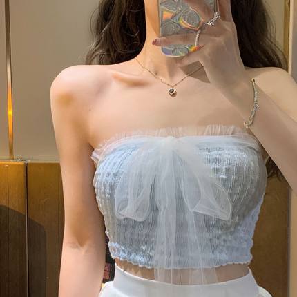 纯欲风性感挂脖超火抹胸小背心女款秋季内搭短款吊带外穿辣妹上衣