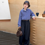 女童格子衬衫春秋季上衣2025新款休闲翻领外套中大童长袖衬衣儿童，童装休闲套装，祺儿童装