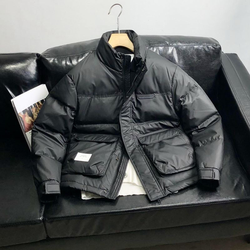 冬季男士短款羽绒服加厚保暖皮面PU皮抗寒面包服潮牌立领夹克外套