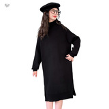 女童2025年春秋新款赫本风中长款毛衣女大童户外洋气圆领针织衫潮，童装毛衣，祺儿童装