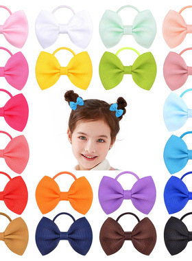 486亚马逊欧美发饰 20色简约百搭蝴蝶结发圈女孩马尾皮筋发带