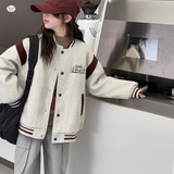 女童2025年秋冬新款蝴蝶结刺绣呢料棉服女大童保暖时尚棒球服外套，童装棉衣，祺儿童装