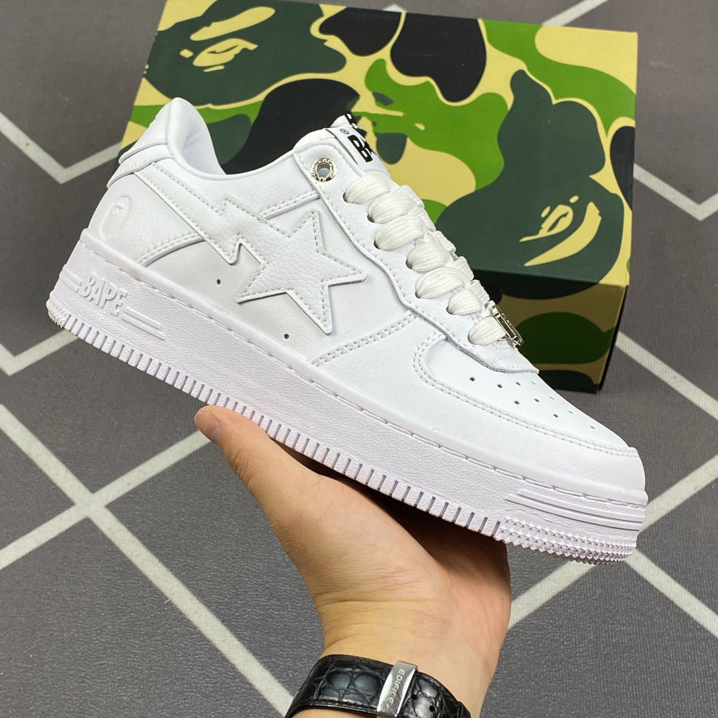 Putian Cross-Border Bapegoose Sta Camouflage Street Fashion Vibe Couple Shoes Breathable Leather Shoes for Men and Women foto 4