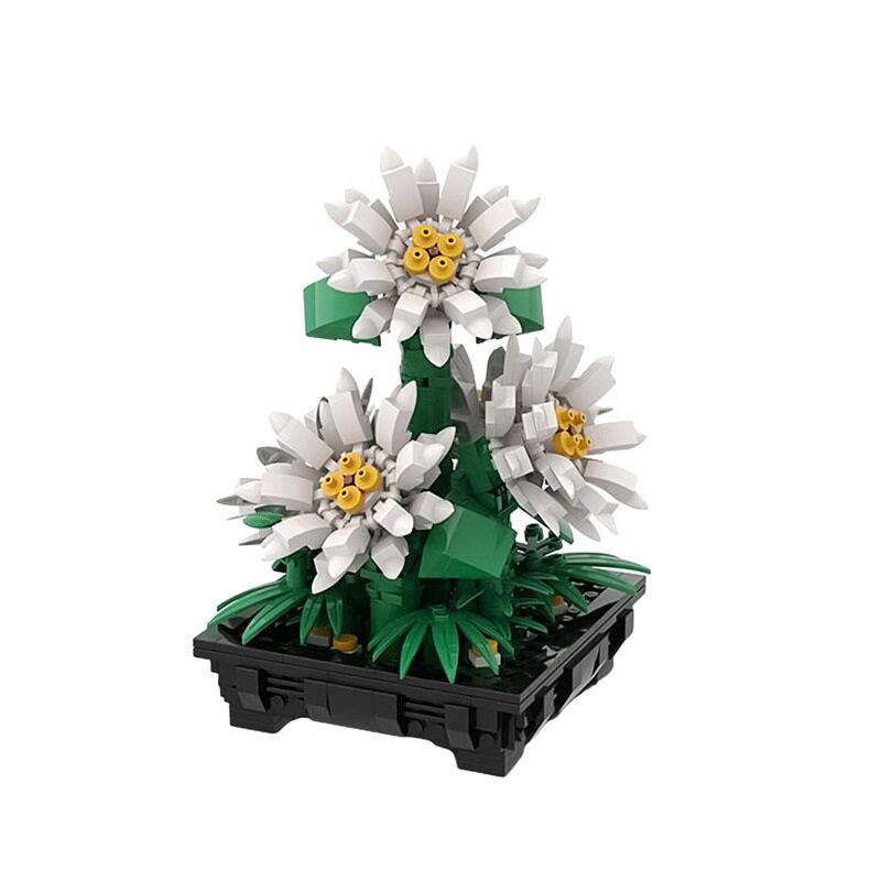 【高砖零件】雏菊盆栽花束花卉植物摆件MOC-159352拼装积木玩具