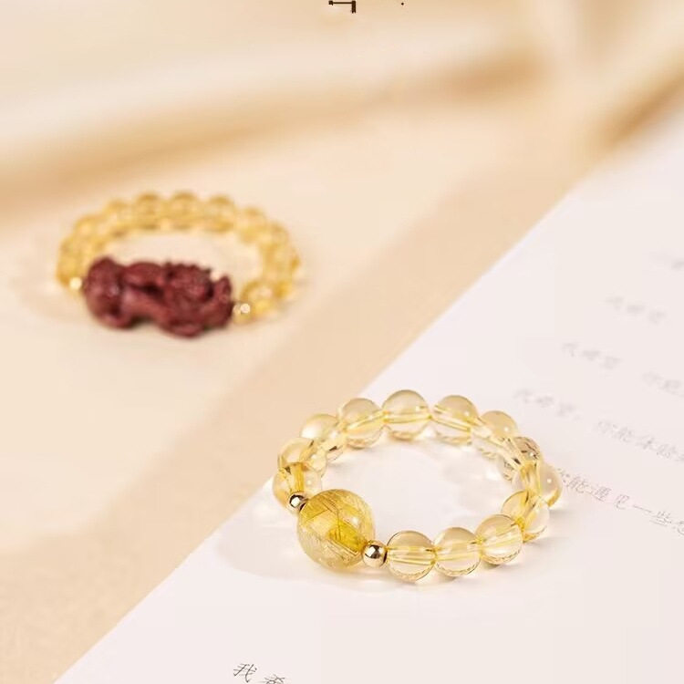 天然黄水晶戒指招财开运饰品女