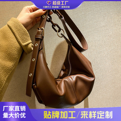 级质感软皮包包女2025新款潮百搭爆款斜挎包小众设计肩饺子包