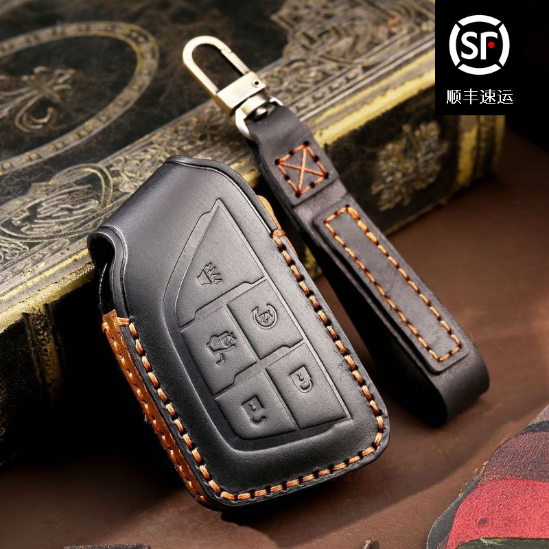 适用于凯迪拉克CT5高档CT6新款XT6汽车钥匙保护套真皮手工扣壳包